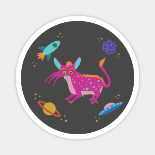 Whimsical Space Cat Magnet